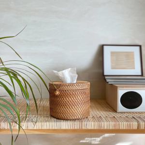 라탄 티슈 케이스(원형) 원형 휴지 화장지 티슈  케이스 티슈커버 화장지커버