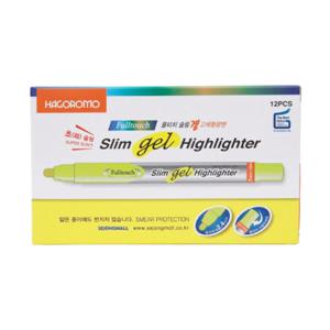 하고로모 풀터치 슬림 고체 형광펜 노랑 12개