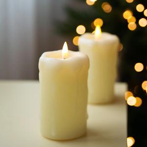 리얼 캔들 파라핀 LED 조명 겨울 소품 장식