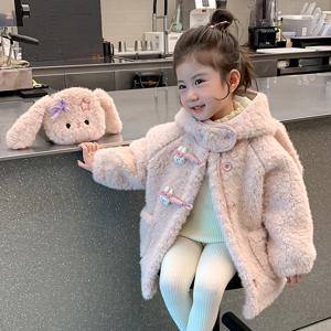로엘 래빗 후드 퍼 코트 R16188