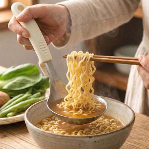 실리콘손잡이 304스텐 라면국자 우동 마라탕 대왕 숟가락 먹방 큰수저