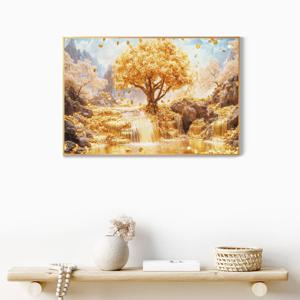 2M05폭포와 황금돈나무 물풍경-캔버스메탈프레임액자/집안에 걸어두면 재물운 돈벼락
