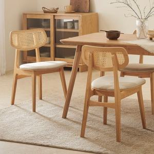 한샘몰pick 더메이드 리브 원목 라탄의자 1+1
