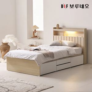 앳홈 산다라 LED 4단서랍 벙커수납 침대 SS-한봉합 7존 블랙 매트리스