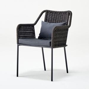 정원 발코니 카페 가든 블랙 라탄 패브릭 로프 체어 디자인 파라솔 감성