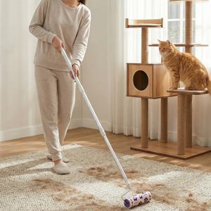 롱 돌돌이 긴 테이프 클리너 밀대 먼지제거 미니 바닥 청소기 롱핸들 본체+리필 2개세트