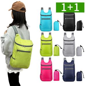 1+1 여행용 백팩 남자 여성 방수 가벼운 폴리에스테르 배낭 휴대용 접이식 초경량
