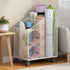 무조립 이동식 운동기구 보관함 요가매트 폼롤러 정리함 헬스장 홈트 소도구 수납함 카트