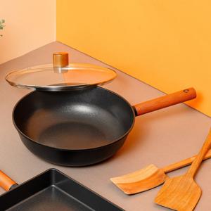 [리퍼] 국내생산 느와르 블랙 IH 인덕션 우드핸들 궁중팬 웍팬 28cm