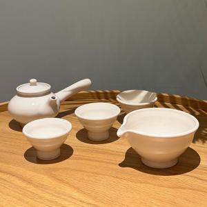 국산 전통 도자기 미색 무균열 백자 3인 다도 다기세트