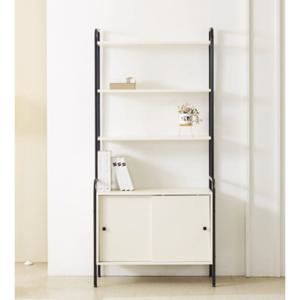 블랙 철재 키높이 3단 선반 미닫이 하부 수납장 진열장 장식품 고급 정리