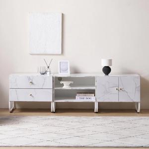 신혼 가구 화이트 마블 유니크 디자인 거실 티비장 1800 고급 수납 깔끔한