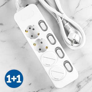 1+1 4구개별 안전 멀티탭 화이트 안전커버 개당 증정