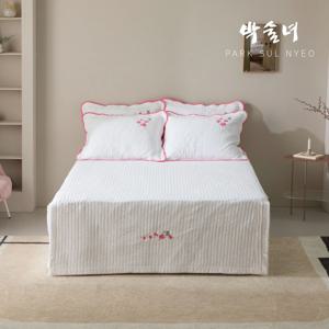 순면 자수광목 침대커버 스커트 프리미엄 매트리스 커버