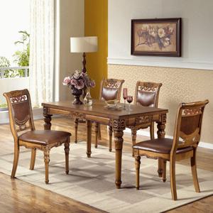 피오 원목 엔틱 4인용 식탁 세트 수입 나무 1350