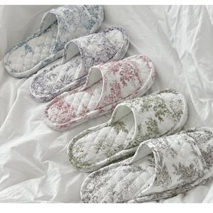 프렌치 뜨왈 명화 감성 삼중 3중 쿠션 세겹 3겹 면 실내화 거실화 퀼트 슬리퍼 층간소음