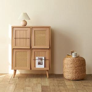 라탄 플랩도어 4문 수납장