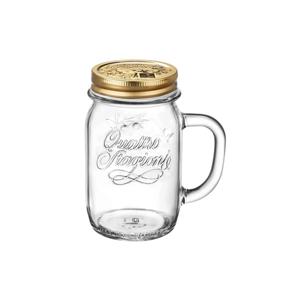 보르미올리 콰트로 손잡이 머그컵 투명 415ml 뚜껑 70mm 유리보관용기