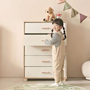 토리움 서랍장 아이방 800 5단 아기 옷 서랍장 원목 손잡이 e0