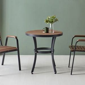 모던베이직 곡선철제프레임 원형 수지목상판 테이블(700 2색)