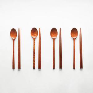 천연옻칠 장미목 우드 4인조 수저세트