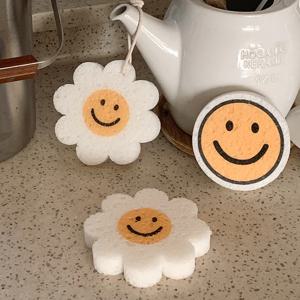 스마일 데이지 생분해 친환경 수세미 6p