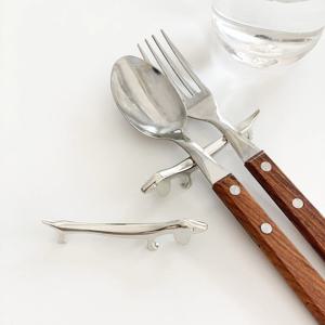 스텐 닥스훈트 귀여운 수저 커트러리 받침대 4P 4인세트