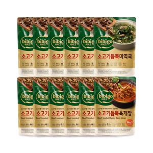 비비고 소고기 듬뿍 미역국 460g x6개+소고기 듬뿍 육개장 460g x6개