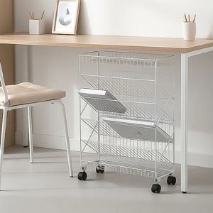 스틸 트롤리 이동식 책꽂이 매장 공간활용 북카트 책상밑수납 HTB1