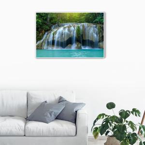PM07햇살 머금은 에메랄드 빛 폭포-캔버스판넬 메탈프레임액자/ 재물이 폭포같이 쏟아짐