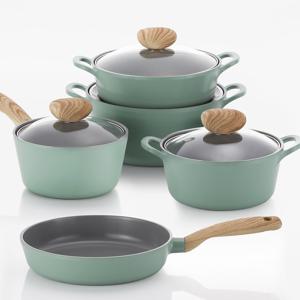 IH 인덕션냄비 5종 냄비세트+후라이팬 (그린)