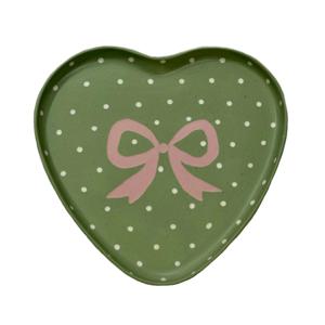 크리스마스 핑크 리본 하트 접시 / heart plate M