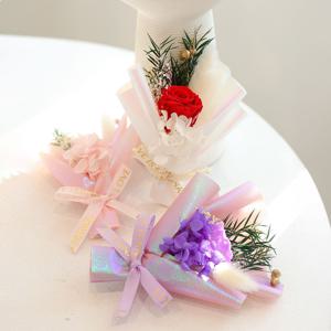 미니 장미 프리저브드 드라이 플라워 감사 카드 꽃다발