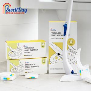 스웰데이 프레쉬락 변기클리너 세트 + 브러쉬 추가 (핸들+브러쉬 총 24매+거치대+고리)