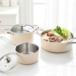 인덕션 세라믹 화이트 스텐냄비 3종세트 (편수16+양수18+전골24)