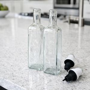 실리콘 원터치 마개 유리 오일병 250ml 2개입 세트