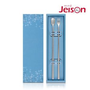 두배긴 티스푼 포크 2P 스테인리스 롱스푼 디저트 홈카페 커트러리 세트