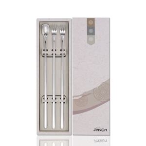 두배긴 티스푼 포크 3P 스테인리스 롱스푼 디저트 홈카페 커트러리 세트