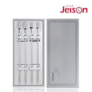두배긴 티스푼 포크 4P 스테인리스 롱스푼 디저트 홈카페 커트러리 세트