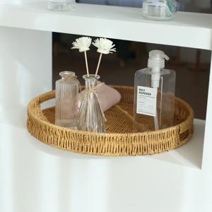 쏠리또 라탄 원형 사각 PP 라탄트레이 과자트레이 소품정리대 Large