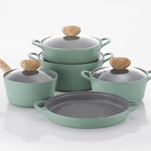 IH 인덕션냄비 5종 냄비세트+그릴팬 (그린)