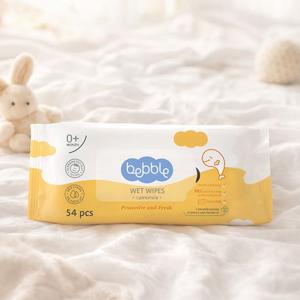 BEBBLE 카모마일 안전한 아기 신생아 어린이 베이비 아기용 애기 물티슈 54매 10+2