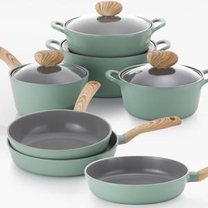 IH 인덕션냄비 7종 냄비세트+후라이팬 (그린)