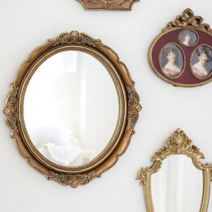 상파뉴 엔틱 금장 장식 원형 벽거울