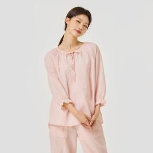 여 시어서커 셔링 7부 파자마 셔츠