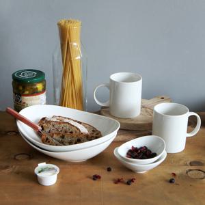 [리퍼] 크림화이트 머그와 타원파스타볼 6P