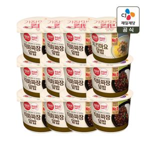 햇반 컵반 직화짜장덮밥 281g x11개+치킨마요덮밥 233g x1개