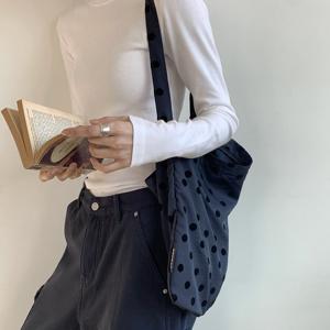 숄더 에코백 도트 네이비