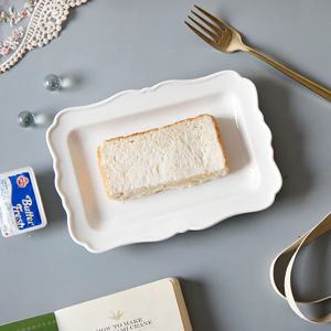 꽃잎 직사각 접시 S 디저트 플레이팅 케이크 빵 마카롱 사각접시 그릇