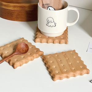 사각 우드 원목 비스킷 코스터 티코스터 머그 컵받침 컵홀더 카페 홈카페 인테리어 용품 홈바